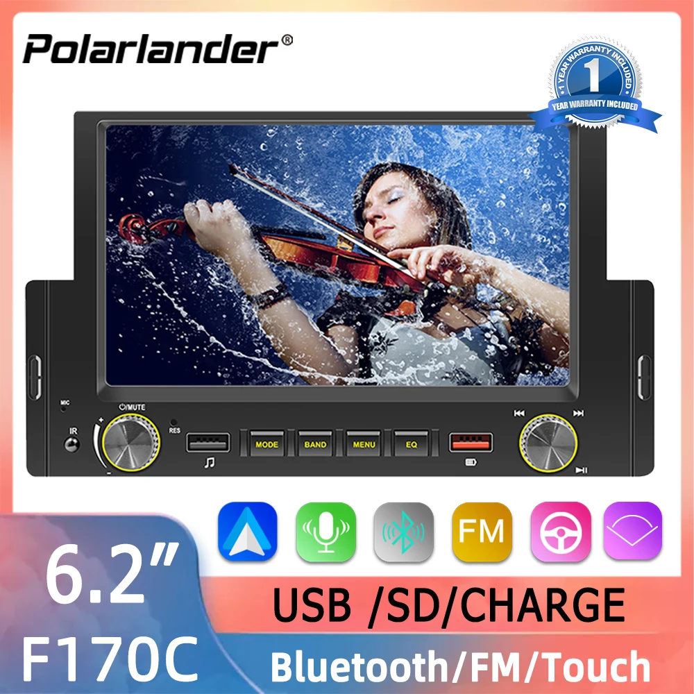 

6.2 Inch Single Din Short Android Auto CarPlay Car MP5 Player F170C Wince System Bluetooth FM Radio Car Stereo Receiver