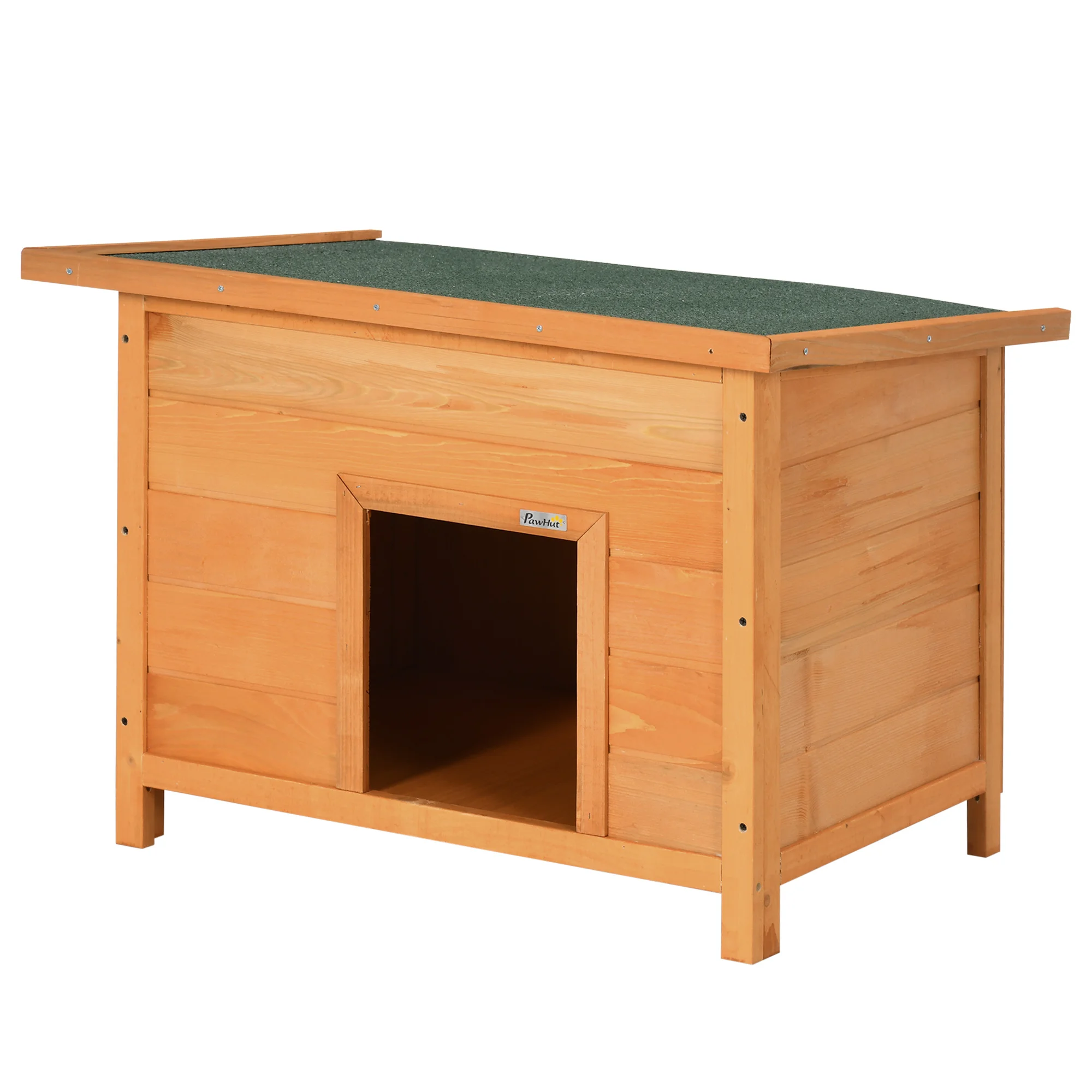 Niche extérieure pour chien, maison en bois pour chien avec toit en asphalte rabattable, abri étanche surélevé pour petits chiens, Jaune, 82 x 58 x 58 cm