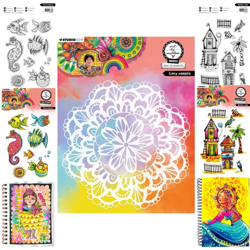 Mucho arte de corales de Marlene, sello transparente y sello de plantilla de Metal para troquel DIY, reserva de chatarra, álbum de fotos, fabricación de tarjetas, decoración