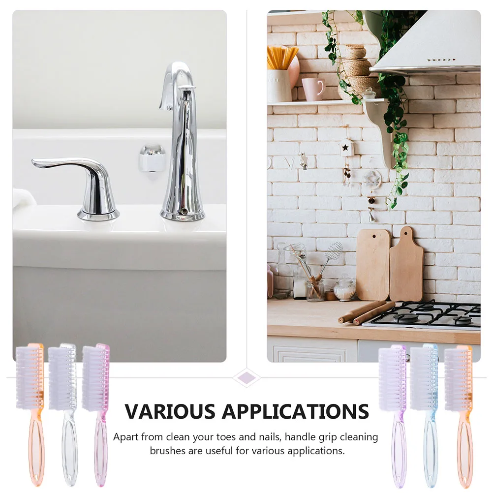 

6pcs Long Handle Nail Brush Set Premium Manicure Pedicure Scrub Sturdy Durable Ergonomic Grip Soft Nail Cleaning Kit For