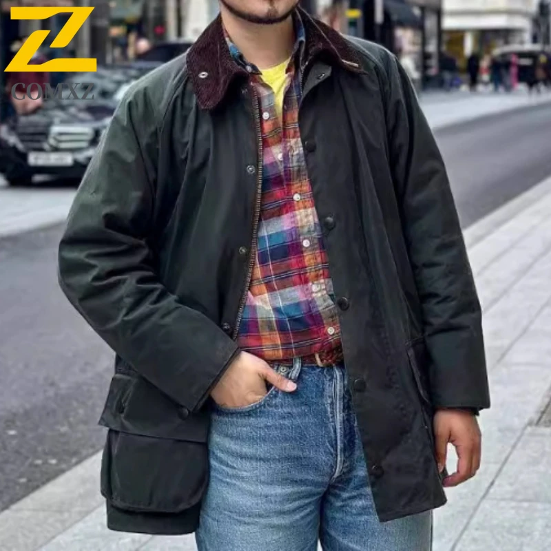 Vintage Street Jacket Men's Women's Autumn 2025 High-end Fashion Corduroy Plaid Windproof Coat Casual Multi-Pocket Loose Jacket