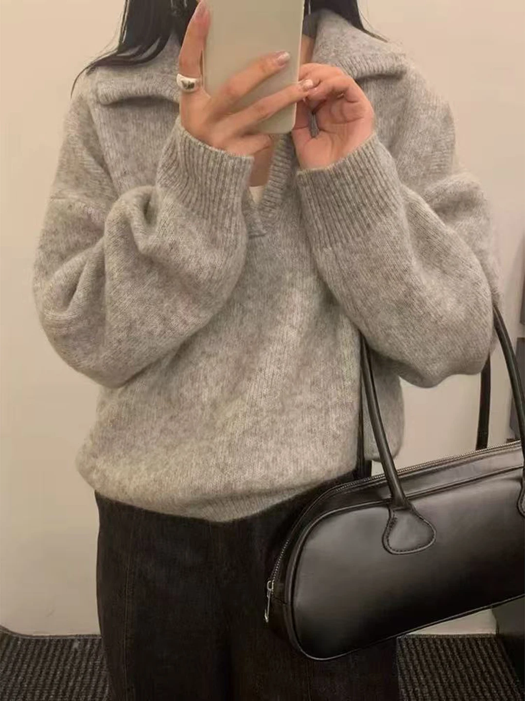 

Ele ey вязаный свитер женский зимний Thiened свободный базовый слой irt корейский Sle искусственная двухсекционная внутренняя одежда