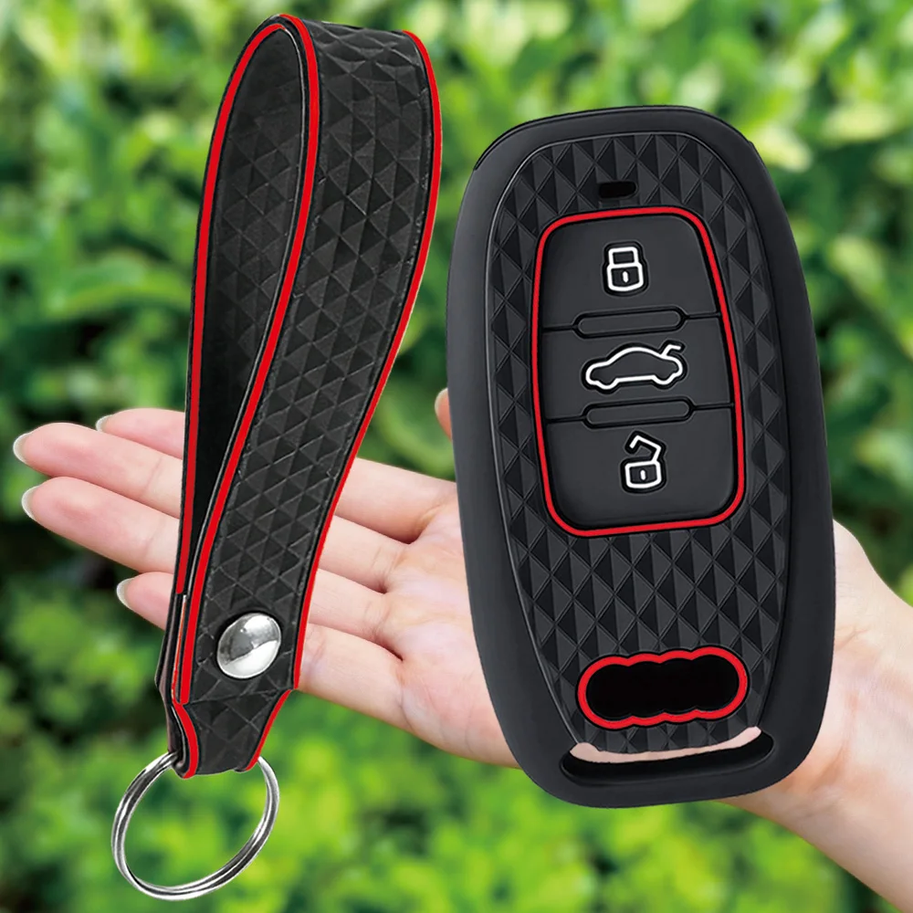 3 Buttons New for Audi Q7 A6 C7 A1 A5 A4 B9 A3 A6 C5 Q5 Silicone Remote Control Car Key Cover Case Wallet Keyless Accessories