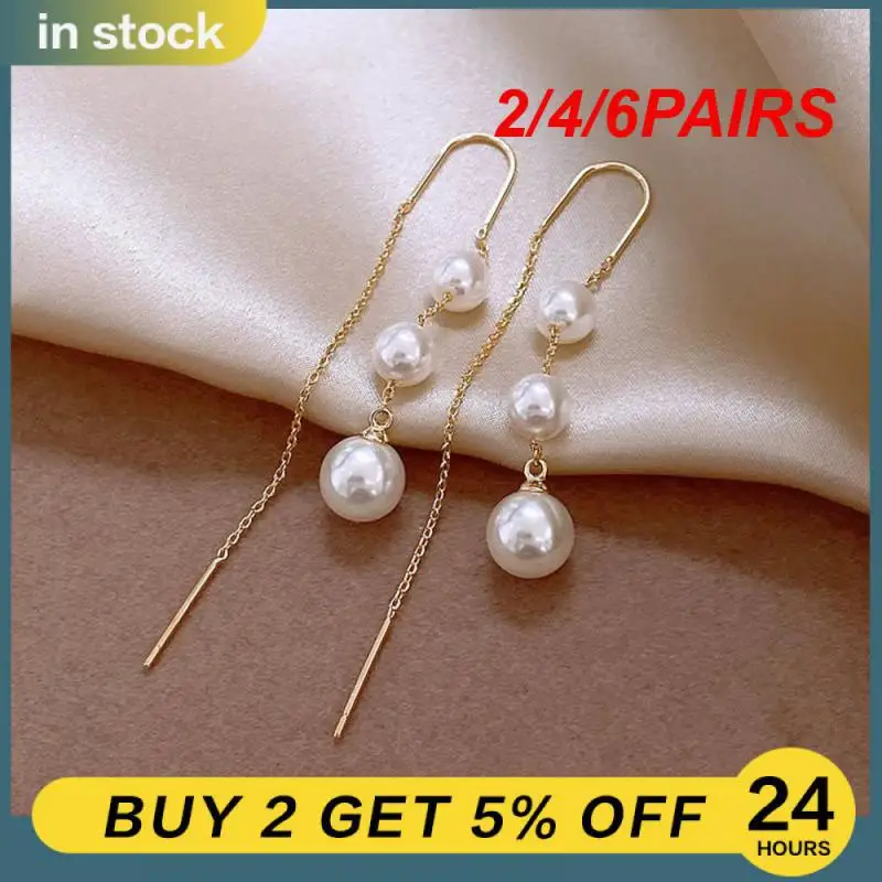 2/4/6PAIRS Fashionable Pearl Zircon Earrings Elegant Elegant Wedding Jewelry Women Fashion Women's Earrings The Perfect Gift