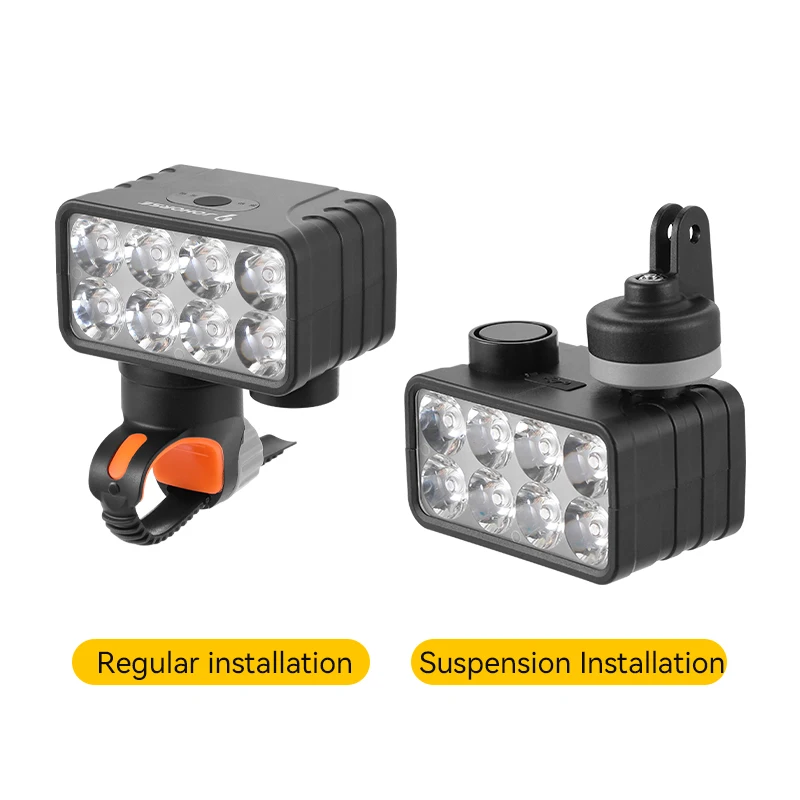 Luz dianteira de bicicleta recarregável com buzina, MTB Bike Head Lights, Lâmpada de segurança de bicicleta de ciclismo, 8 LED