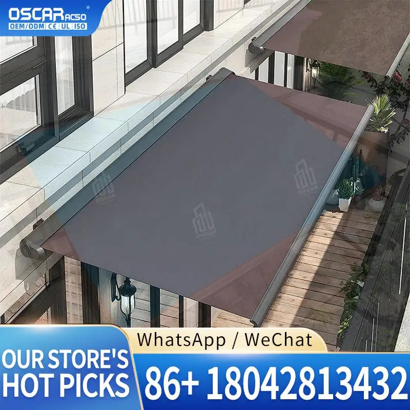 Motor Luxury Patio Outdoor Electric Retractable Foldable Full Cassette Awning With LED Lights Retractable Awning