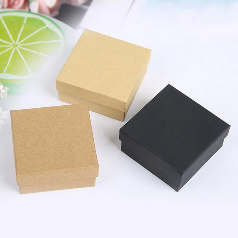 

12pcs Black Kraft Jewelry Box With Sponge Pad Mini Jewelry Organizer Boxes For Earrings Necklace Bracelet Display Gift Box