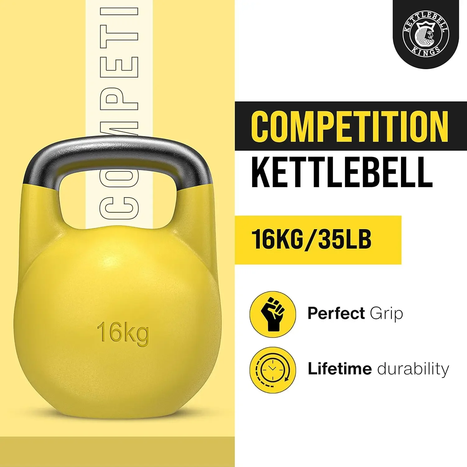 Kings Competition Kettlebells Weight (35mm handle) 8-48 KG | Hand weights Workout Gym Equipment & Strength training s