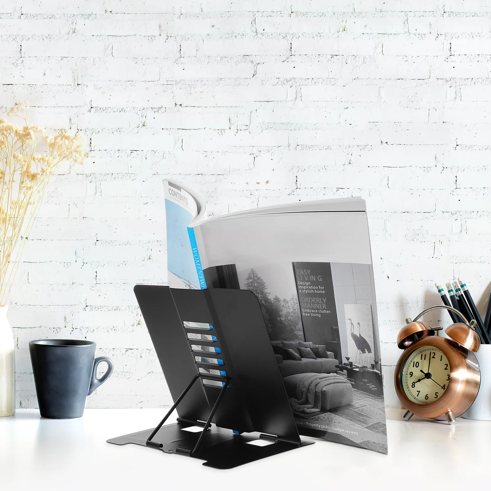 

Multi-Function Metal Book Stand Folding Adjustable Book Rack Portable Desktop Reading Holder for Books Piano Scores Document