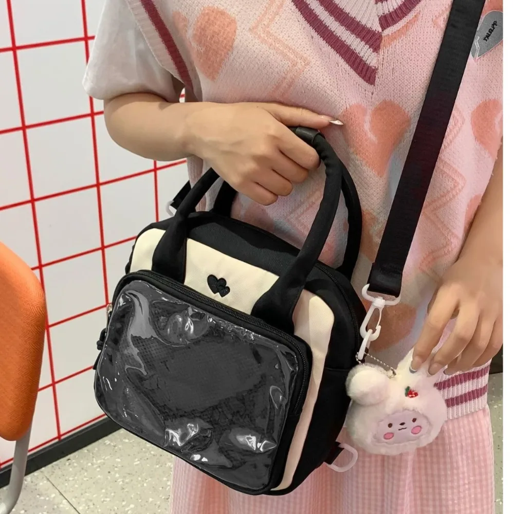 Y2K bolso de hombro japonés transparente JK Itabag para estudiantes, bolso escolar de dibujos animados, bolso de mano de nailon JK, bolso cruzado para uniforme de viaje