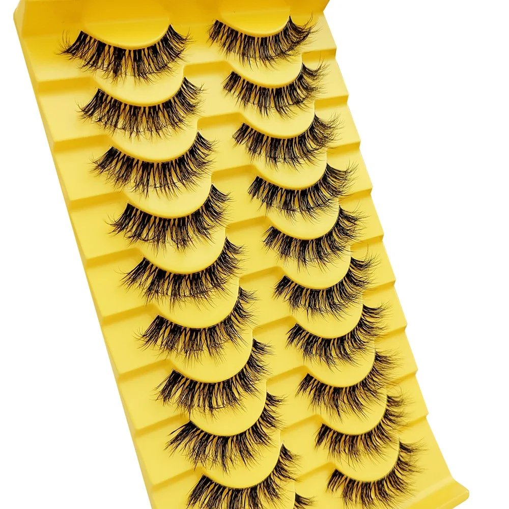 10 Pairs Faux Mink Eyelashes False Eyelashes Fluffy Lashes Dramatic Volume Lashes Natural Long Eyelashes Makeup