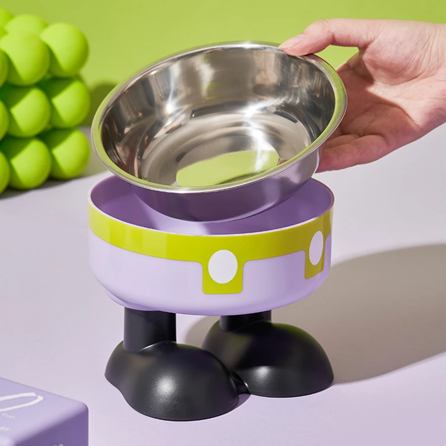 Pet stainless steel bowl anti slip large capacity dog bowl cat high footed bowl neck protection pet bowl anti knock cat bowl - view 6