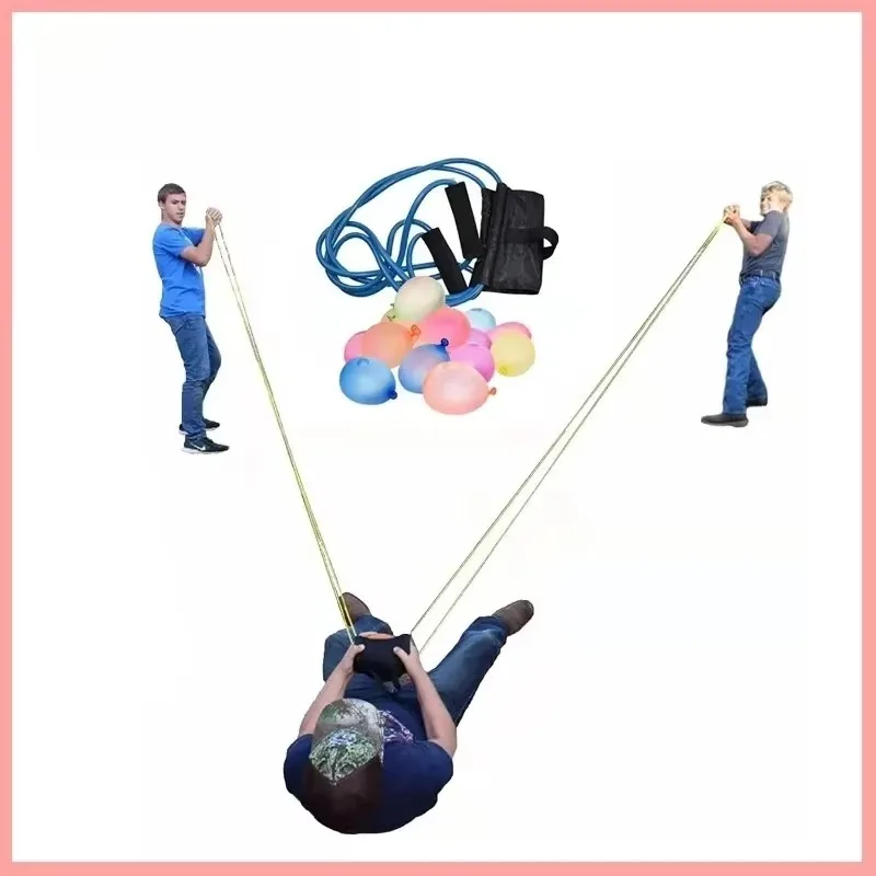 1PC Water Balloon 3 Person Launcher Elastic Ball Launcher Outdoor Entertainment Toy for Kids Family Water Ball Fight Party Games