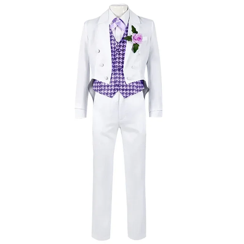 Bloqueio Azul Anime Cosplay Traje, Tailcoat Terno, Uniforme Branco, Exposição Tailcoat, Peruca Barang, Festa Conjunto Completo, Novo