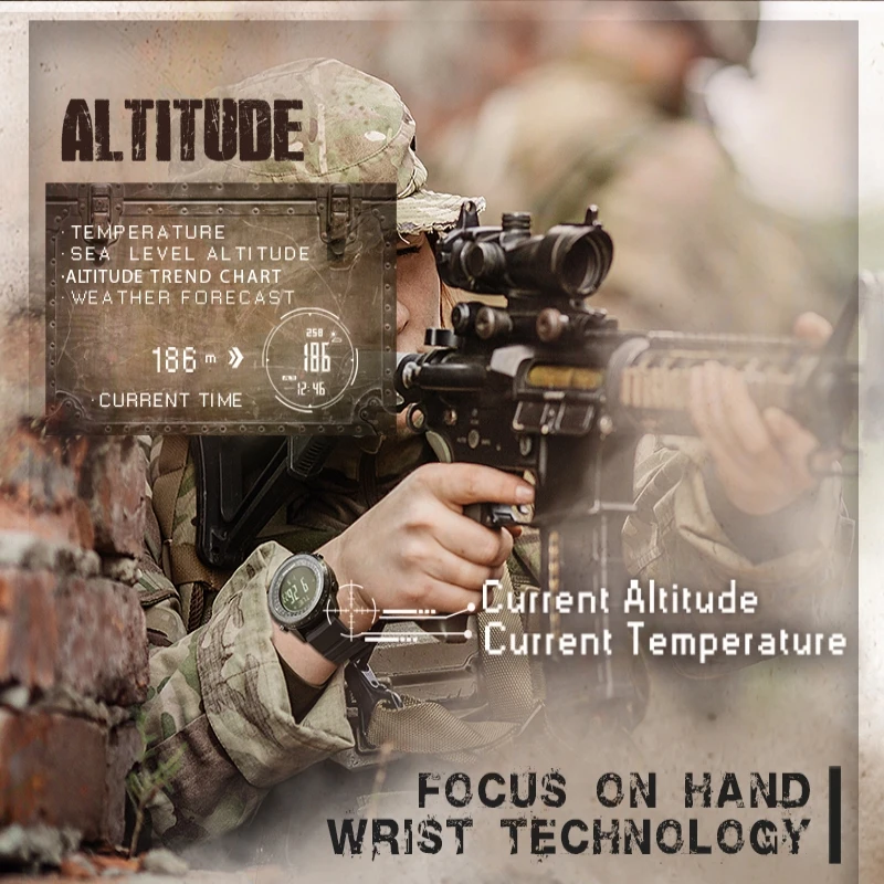 NORTH EDGE DESERT Men Digital Watch Outdoor Sports Running Swimming Outdoor Men Watch Altimeter Barometer Compass Waterproof 50M image 5