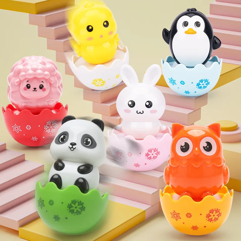 Children's Early Education Puzzle Toys Cute Little Animal Tumbler Toys Cartoon Penguin Rabbit Chick with Rattles Tumbler Toys