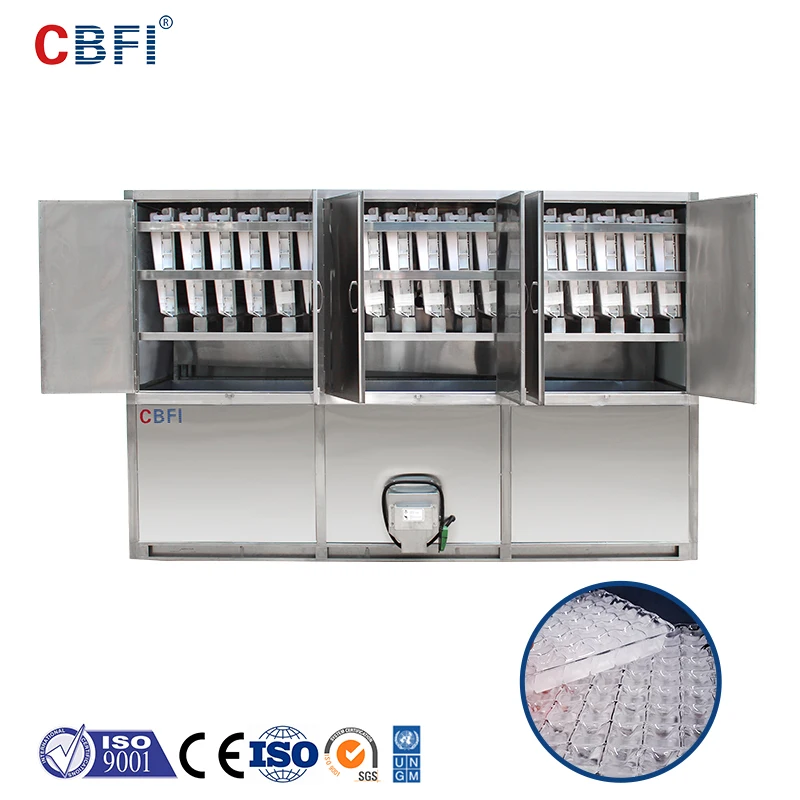 5000kg Output Industrial Ice Cube Maker Machine with Motor Pump & Gear-Stainless Steel Construction