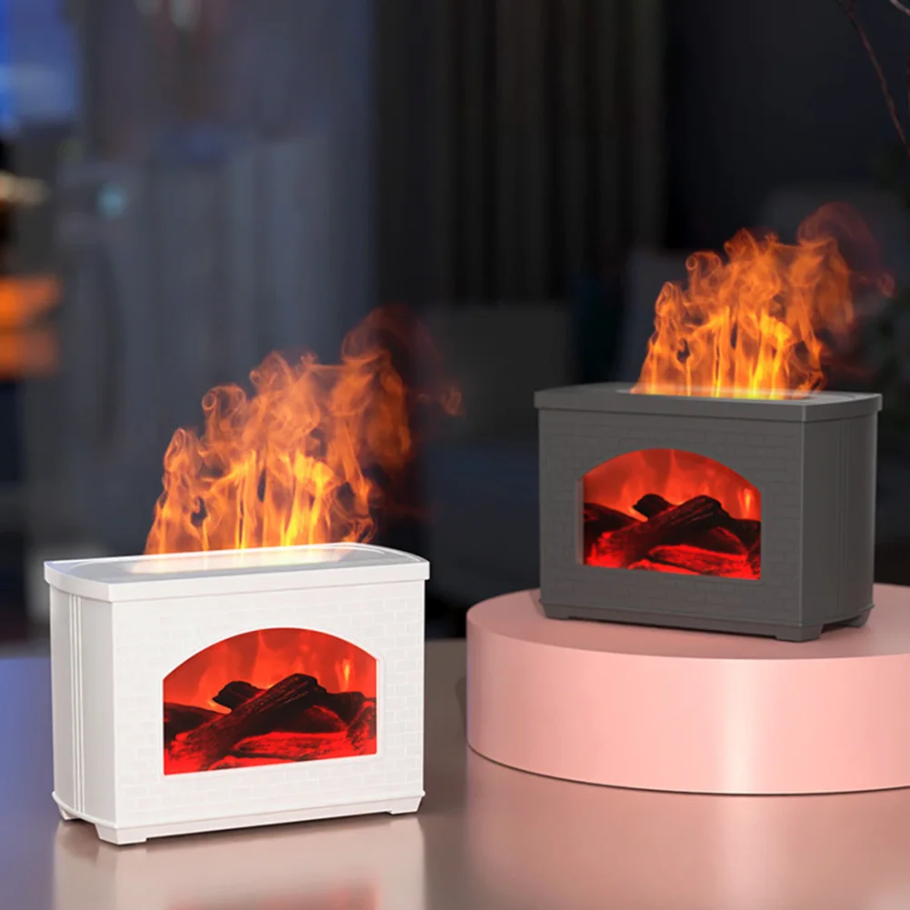 Simulation Flame Fireplace Air Humidifier USB Powered Household Aromatherapy Essential Oil Diffuser Bedroom Humidifier With Nigh