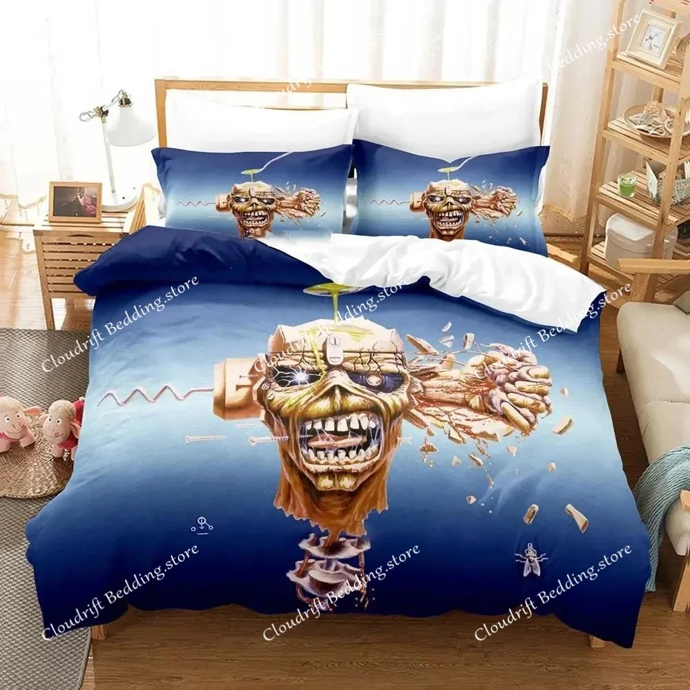 Hip Hop Heavy Metal Maiden, Cartoon Anime Duvet Cover Sets for Adult Boy Bedroom, Luxury Printed Bedding Set