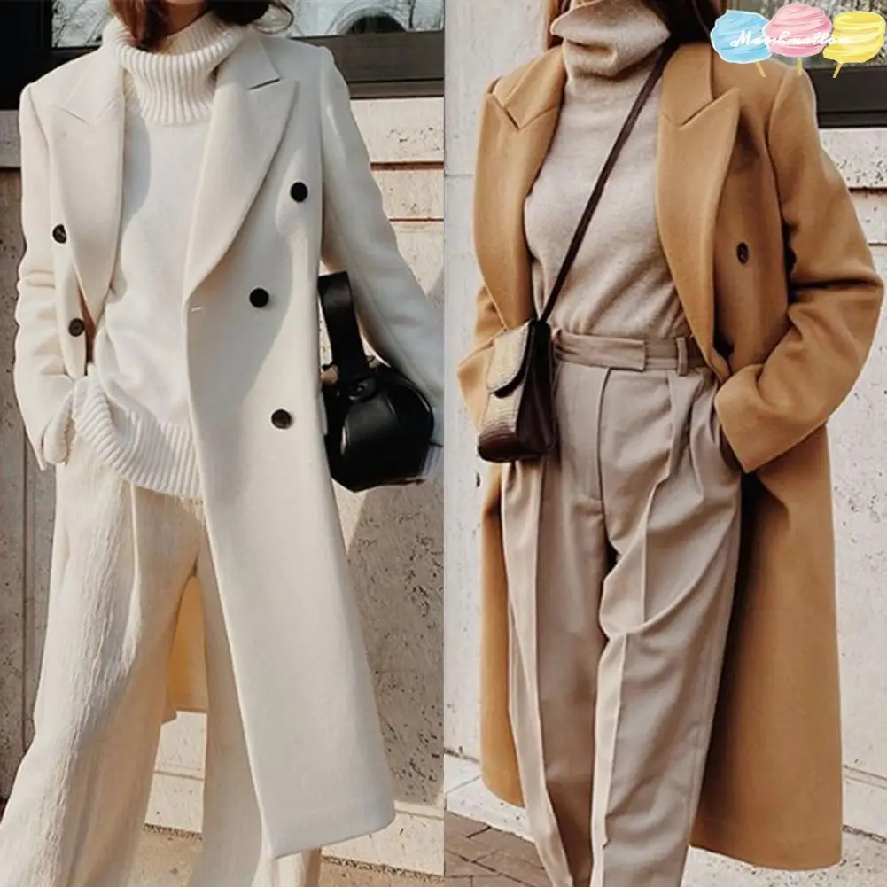 Woolen Suit Jacket  Thick   Elegant Coat Solid Color Loose Women Coat