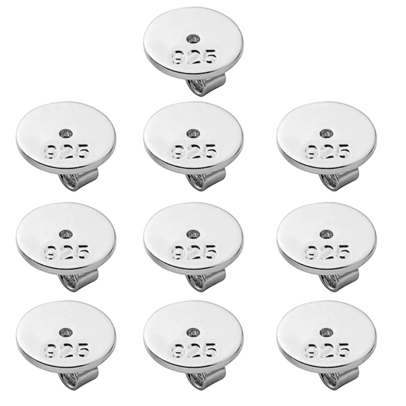 ZB91 Pack of 10 Round Disc Earring Plugs Earrings Back Metal Ear Studs Stoppers Comfortable Closures for Heavy Earrings