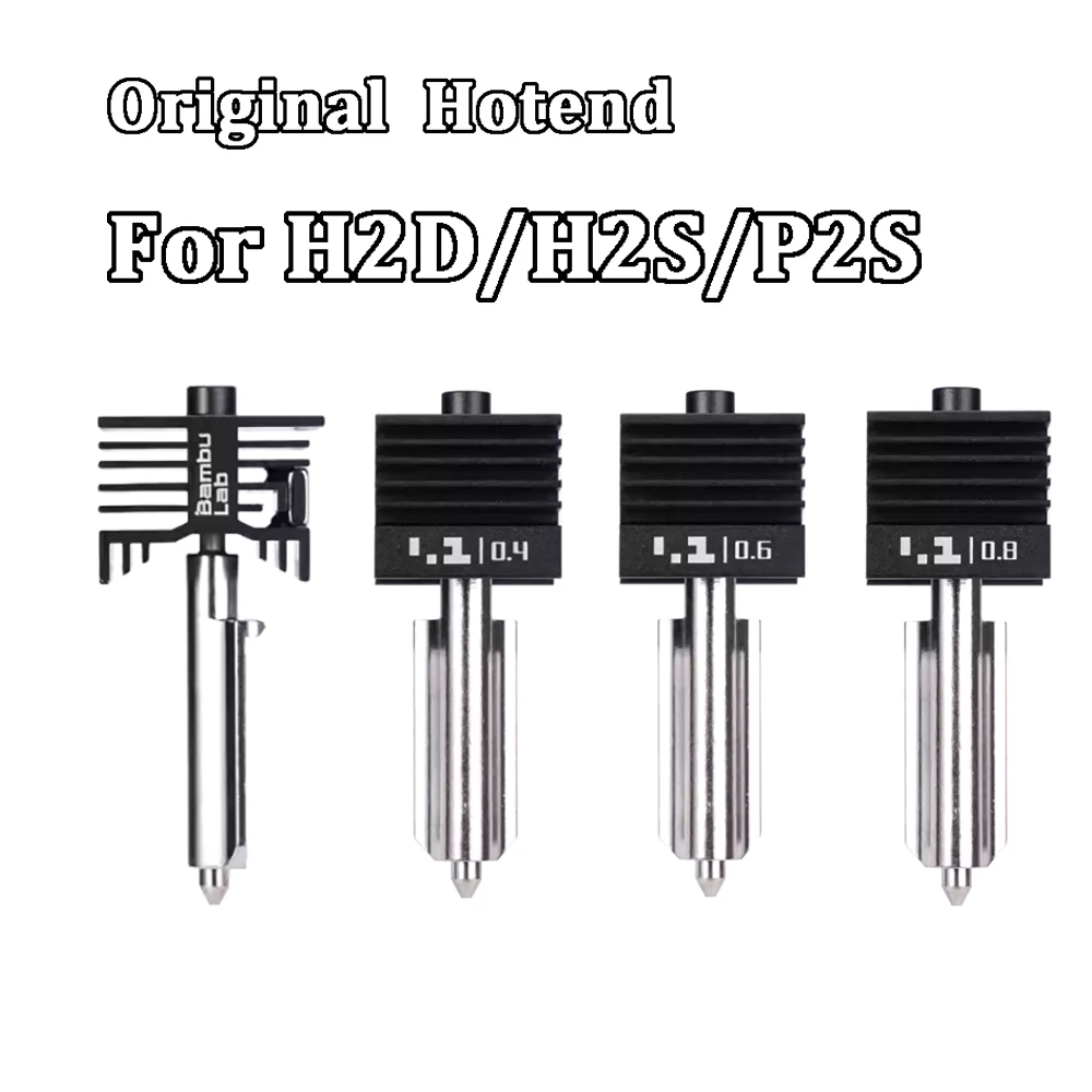 Original P2S Hotend für Bambu Lab H2S H2D Hotend aus gehärtetem Stahl 0,2/0,4/0,6/0,8 mm Edelstahl-Hotend für Bambu Lab P2S Drucker
