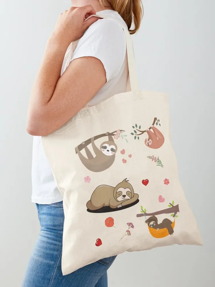 

Sloth Print Tote Bag Women's shopping bag Big bag women canvas tote reusable shopping