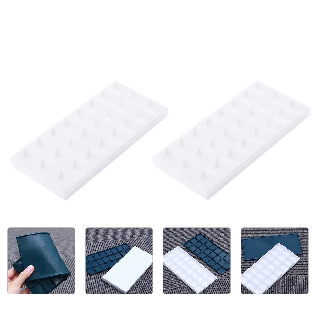 

2pcs Plastic Paint Box Large-Capacity Pigment Container Grids For Watercolor Gouache Acrylic Lightweight Color Organizer Storage