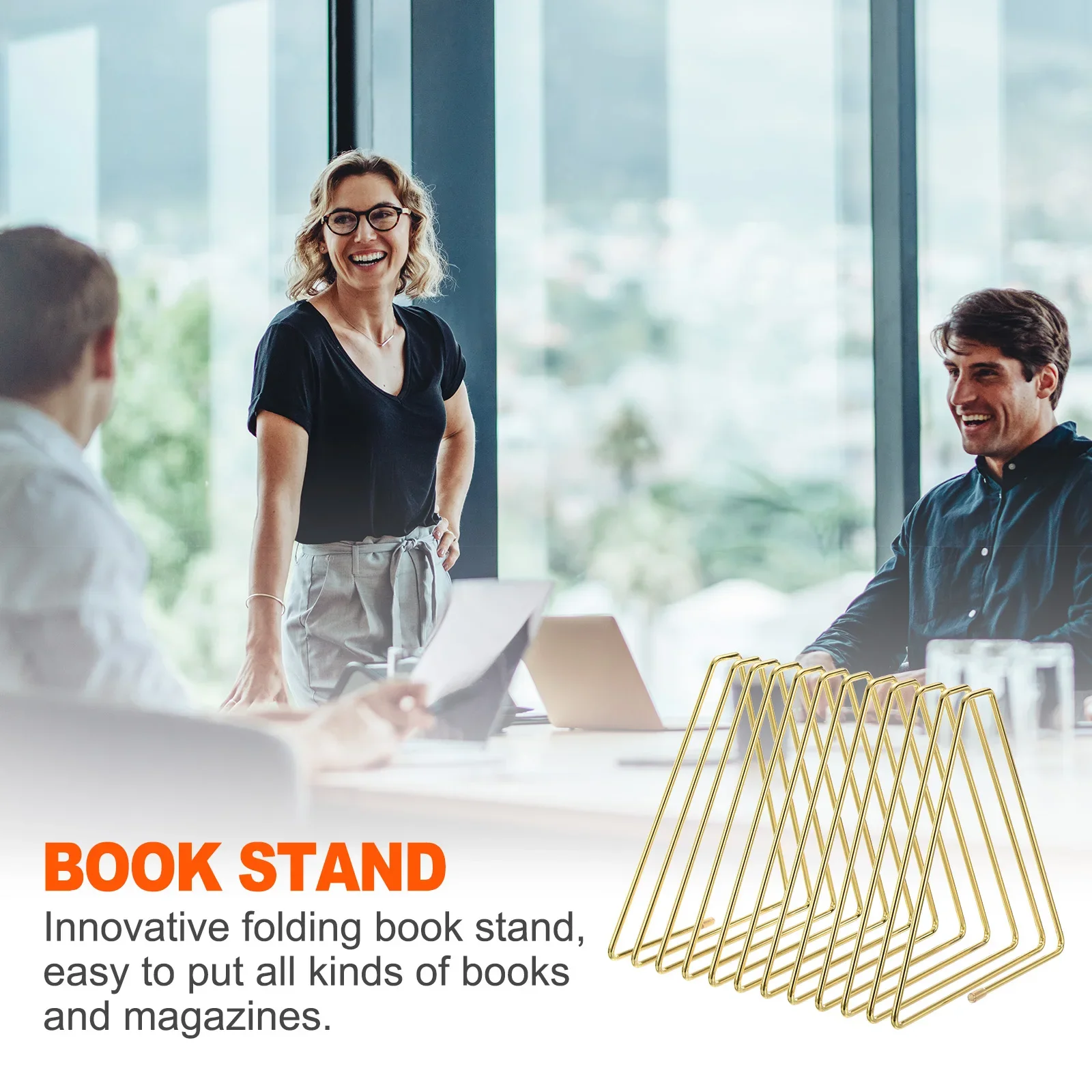 Triangle Desktop Holder Rack 7/11Slots Metal Wire Stand Triangle Bookshelf for Record Album Magazine Book File Organizer