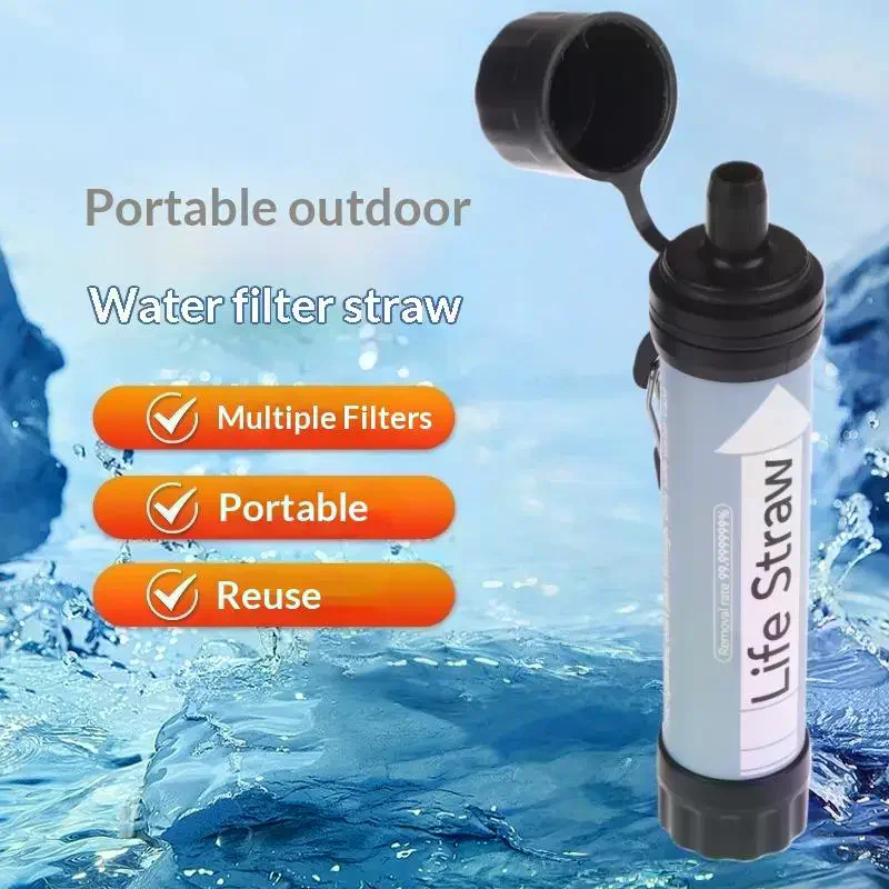 1set Personal Straw Water Filtration System Outdoor Filter Emergency Survival Purifier for Camping Hiking Climbing view 2