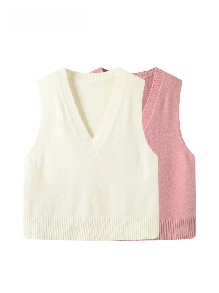 

plus Size Svel Knitted Vest Women's Spring Inner Slimming Vest Lazy Sle Cotton Long Sve V-Ne Mid-Length Vest