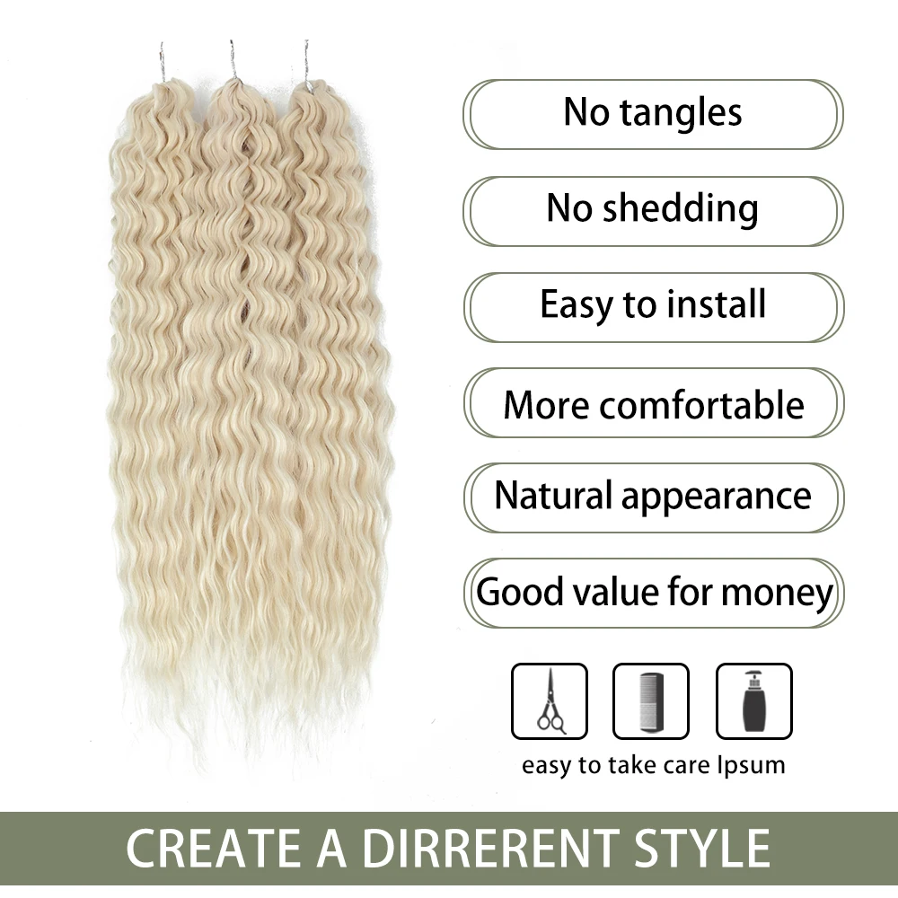 Synthetic Braid Hair Extensions Water Wave Crochet Hair 22 Inch Deep Wave Twist Crochet Hair For Women 3Pcs/Lot