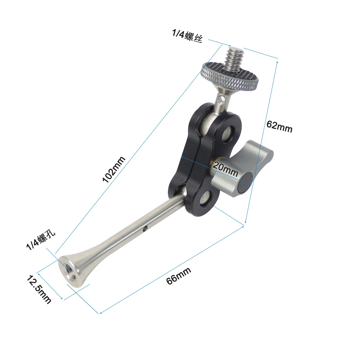 Dual Ball Head Magic Arm Swivel Mount Adapter mit 1/4'' Schraube für DJI OSMO360 für DSLR Kamera Video Monitor Licht Mikrofon Halterung – Detail 20