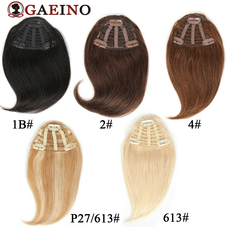 Franja natural de cabelo franja para mulheres, grampo em hairpieces, 100% remy cabelo humano, franja lateral frontal, 613 #, 3 clipes