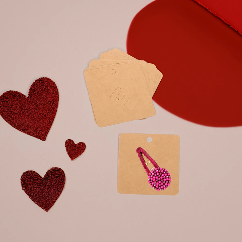 

100 pcs Brooch Cardboard 7x7cm Blank Kraft Pin Display Cards for Earrings Necklaces Hair Clips Jewelry Travelers Notebook