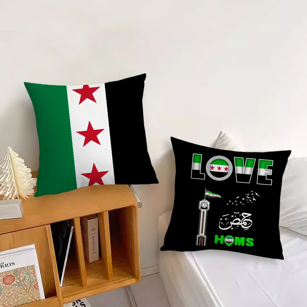 Homs City Free S-Syria Flag cushion cover Living Room Headboard Bedroom Office Cushion Cushion Sofa Nap Time Pillow Case