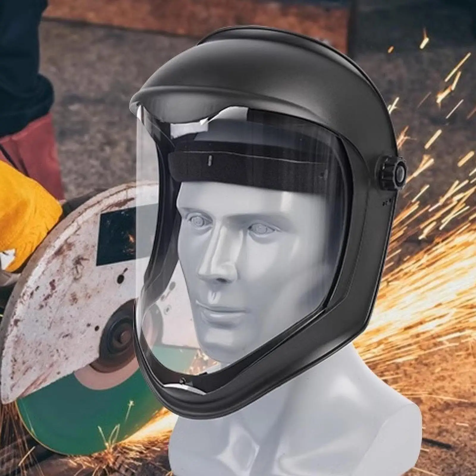 Anti Fogging Full Face Shield Headgear Clear Visor for Work Kitchen Grinding