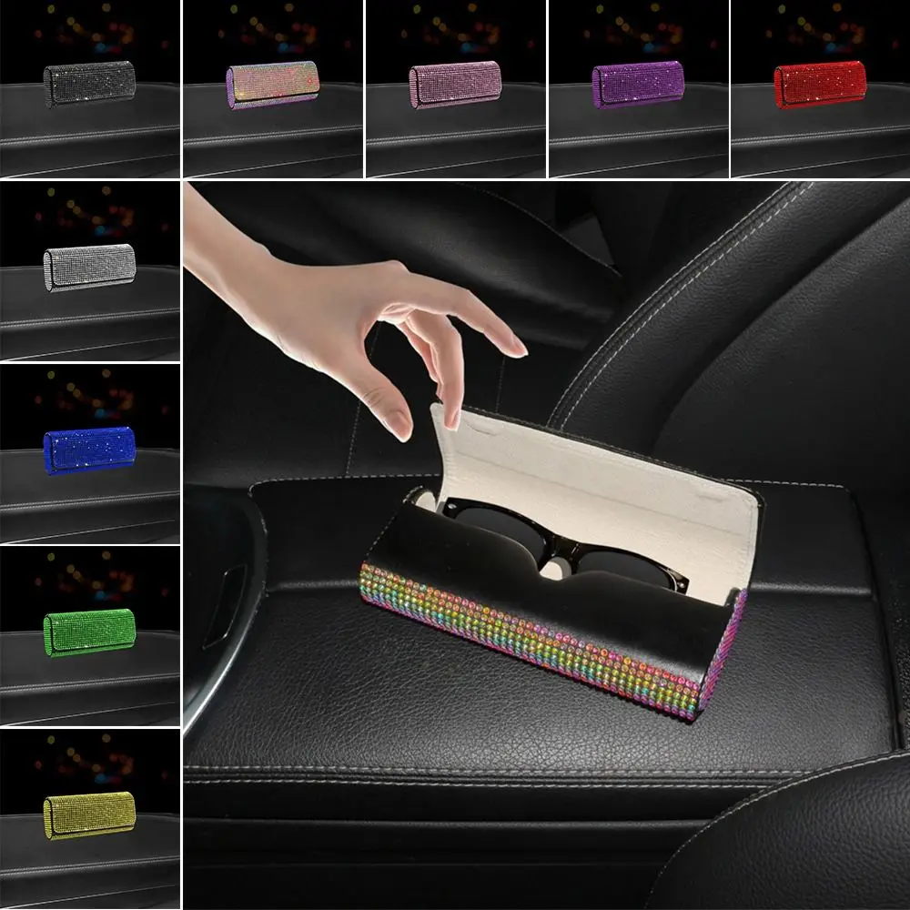 Bling Rhinestone Diamond Sunglasses Case Sunglasses Protector Hard Shell Car Glasses Case Anti-pressure Eyeglass Storage Cases