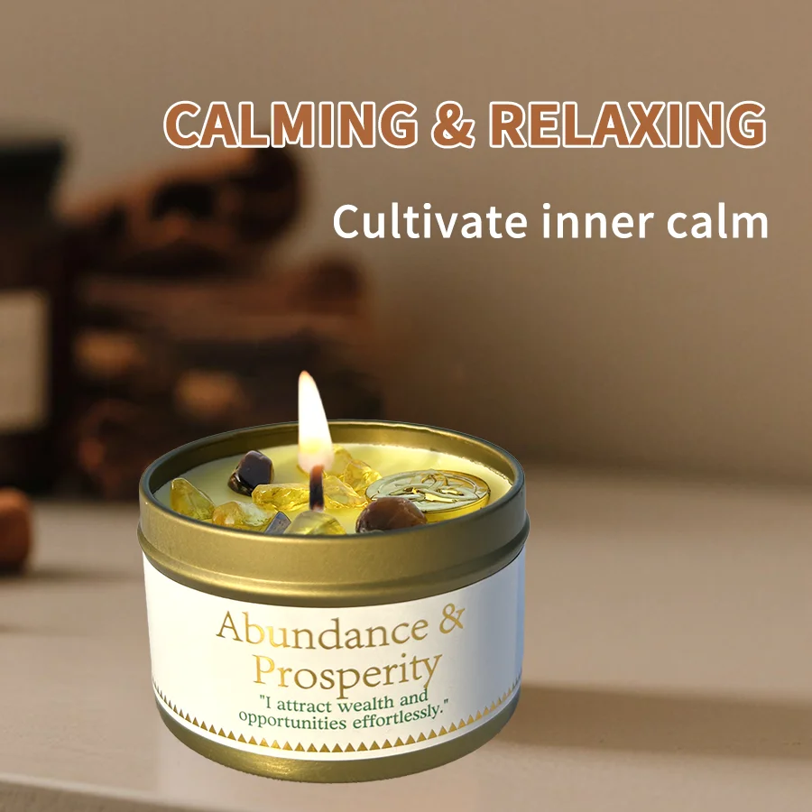 Legge dell'attrazione Confondanza e Repubblica di prosperità Candela, Patchouli e profumo di cannella con cristalli, perfetta per i regali di Natale