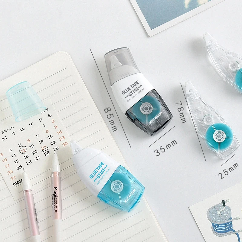 3 قطعة لاصق على الوجهين الأسطوانة النقاط شريط لاصق 6 مللي متر * 8 متر مع استبدال الأساسية غير مرئية لاصق شفاف DIY بها بنفسك كتيب