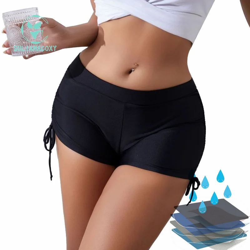 Summer Fold Period Panties Fashion Bag Hip Strap Slim-fit Elastic Fitness Sports Beach Swimming Boxers Mentrual Pants