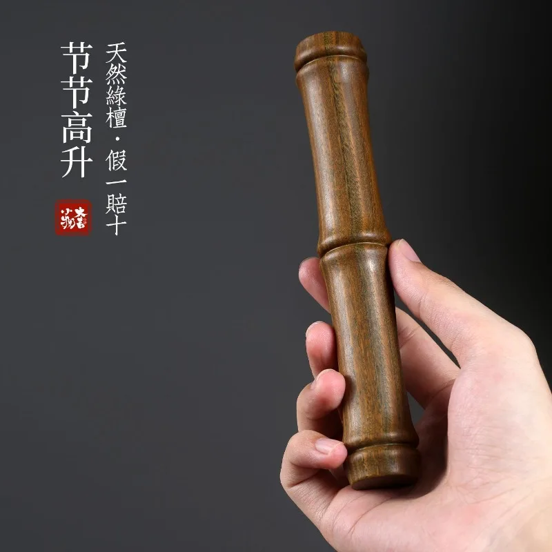 Natural Green Sandalwood Bamboo Symbolic Rising Ornament Scholar Gentleman Fidget Hand Roller Stress Relief Carving Craft Gift