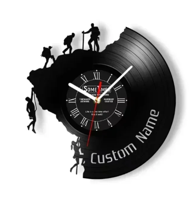 

Custom Climbing Vinyl Record Wall Clock for Man Cave Mountain Hiking Rock Climb Artwork Vintage Music Album Clock Climbers Gift