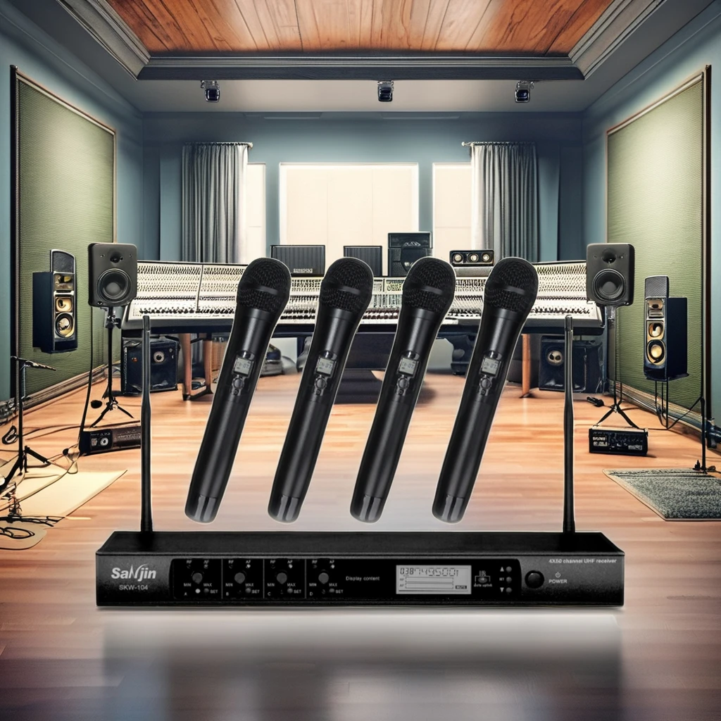 Portable Dual Channel FM Wireless Lavalier Headset Microphone XLR Connector Cardioid Noise Cancelling Dynamic Metal