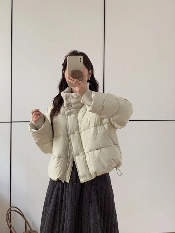 

Fashionable Knitted Thickened Casual Women's Jacket Stand Collar Cotton Outerwear Korean Style All-Match Winter New Arrival