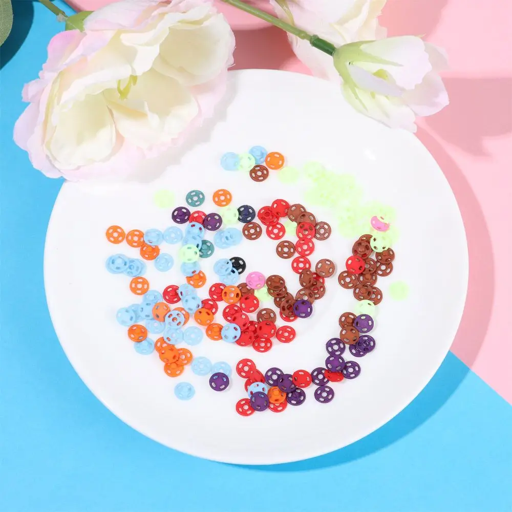 15Pcs High Quality 7mm Girls  Mini Ultra-small Diy Dolls Pattern Belt Buttons Small Buckle Snap Fastener Concealed Buckle