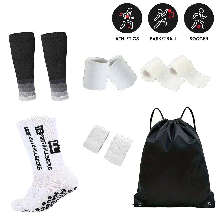 طقم مكون من 8 قطع من جوارب FS الرياضية وملحقات الحماية، مناسب للرياضة مثل كرة القدم جيدًا