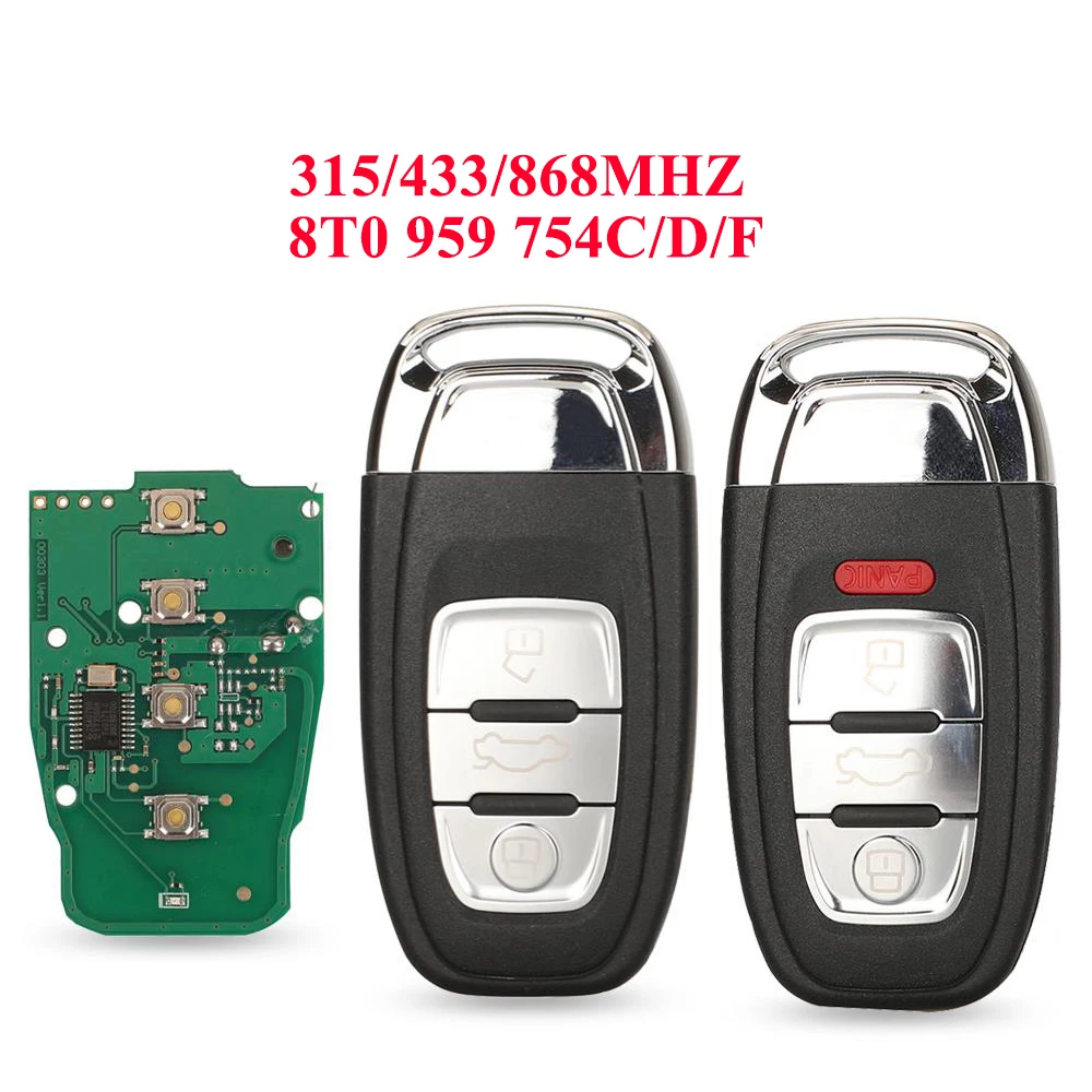 jingyuqin New Smart Remote Car Key For Audi Q5 A4L A5 A6 A7 A8 RS4 RS5 S4 S5 315MHz/433MHZ/868MHZ 8T0 959 754C
