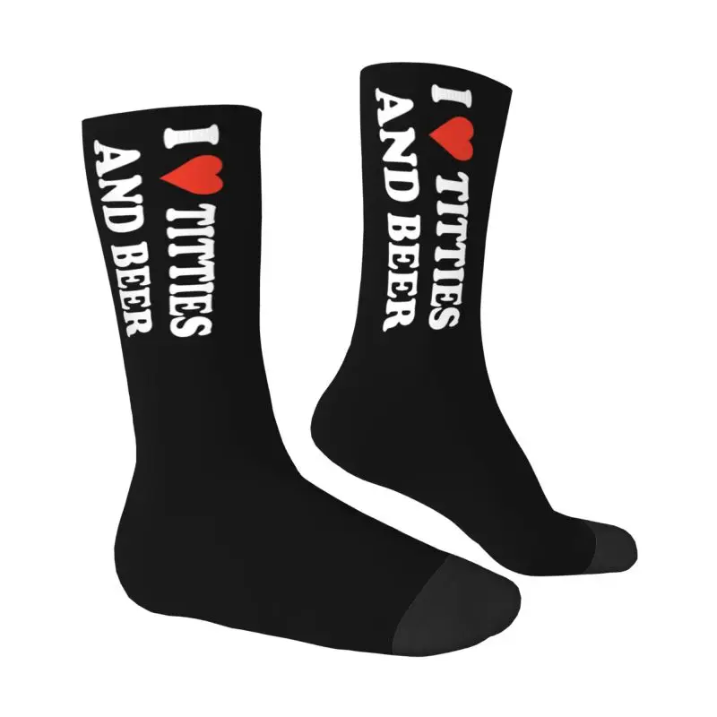 Kawaii Männer Ich liebe Titten und Bier Kleid Socken Unisex bequeme warme 3D-Print Crew Socken