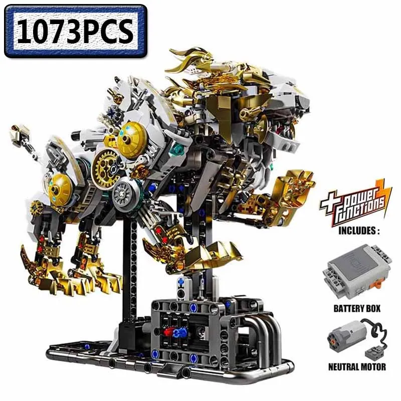 

1073PCS Electric Gold Lion Building Blocks Mechanical Model Educational DIY Desktop Decoration Toy Holiday Gift for Adults